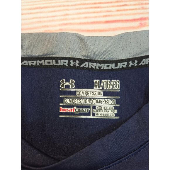 Under Armour Mens HeatGear Compression Shirt XL Navy - Picture 5 of 8